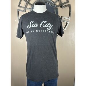 Sin City Indian Motorcycle Shirt Mens Small S Gray Las Vegas Biker Tee
